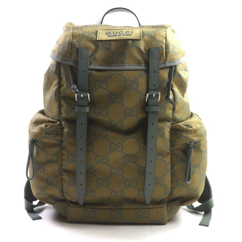 Gucci GG Ripstop Nylon Leather Backpack Khaki - Barde
