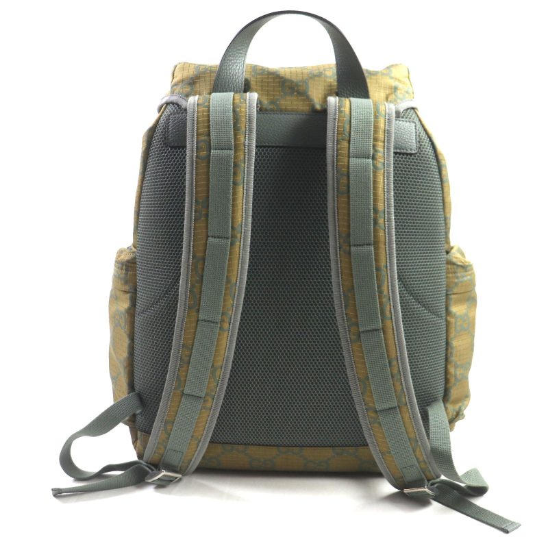 Gucci GG Ripstop Nylon Leather Backpack Khaki - Barde - Image 4