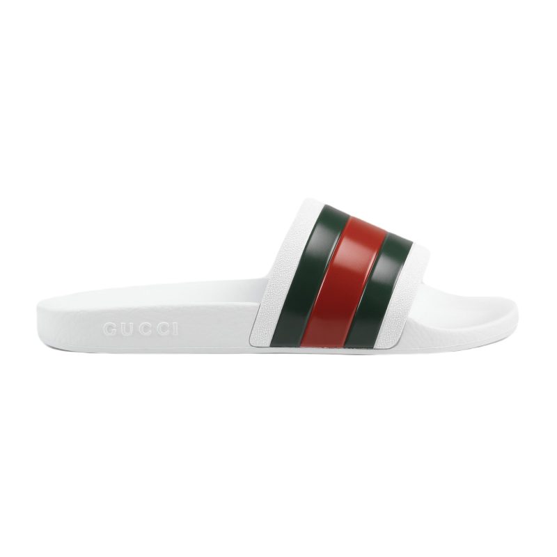 Gucci Men's Web Rubber Slide Sandals - Barde