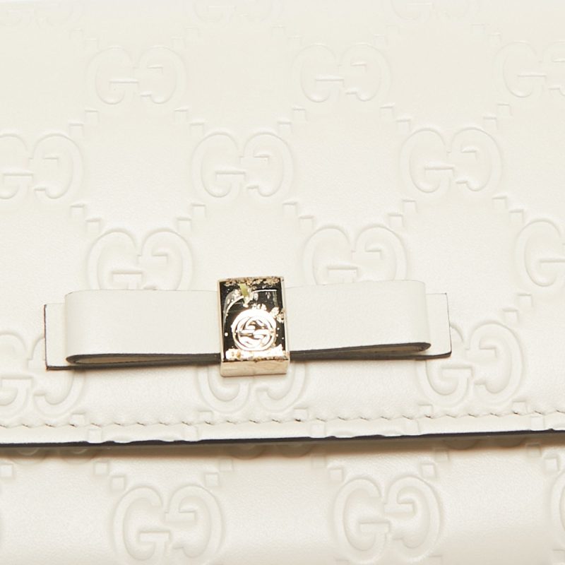 Gucci Off White Guccissima Leather Bow Continental Wallet - Barde - Image 4