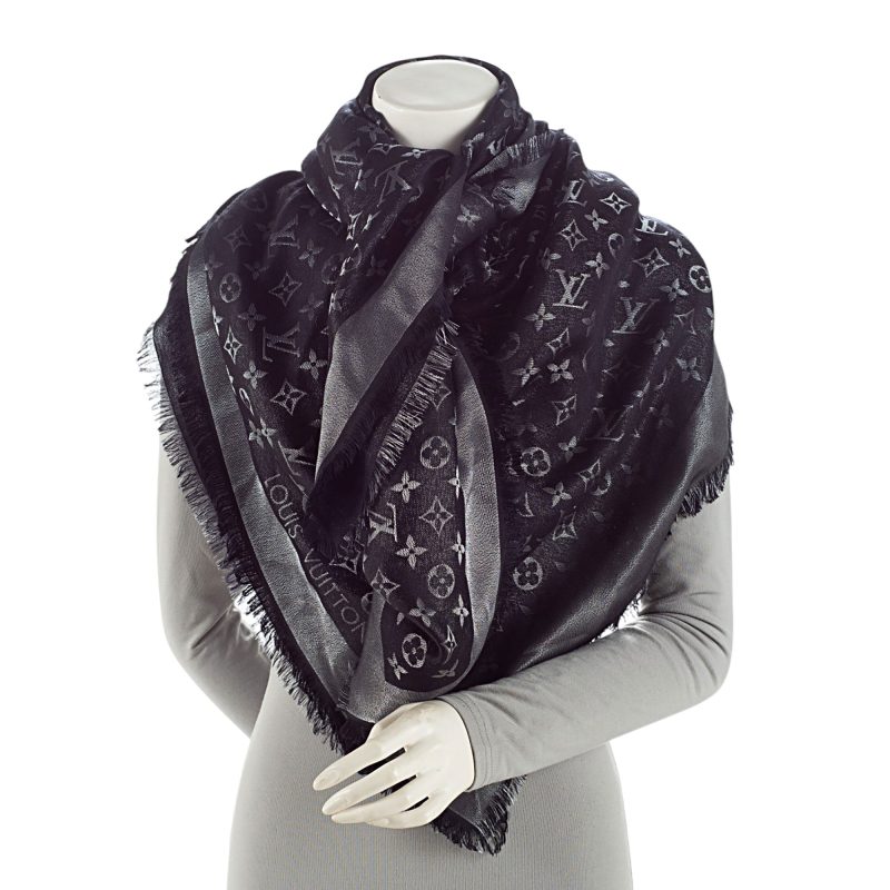 Louis Vuitton Silk Lurex Wool Monogram Shine Shawl - Barde - Image 3