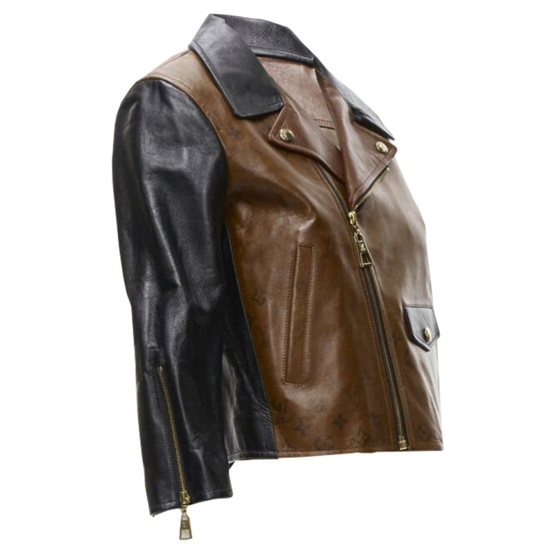 Louis Vuitton Tattoo Monogram cropped calfskin leather biker jacket - Barde - Image 4