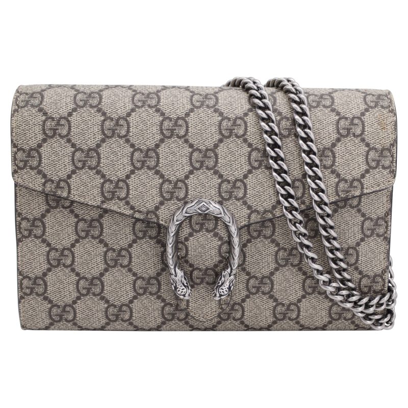 Gucci Dionysus GG Supreme Chain Wallet in Beige Canvas - Barde