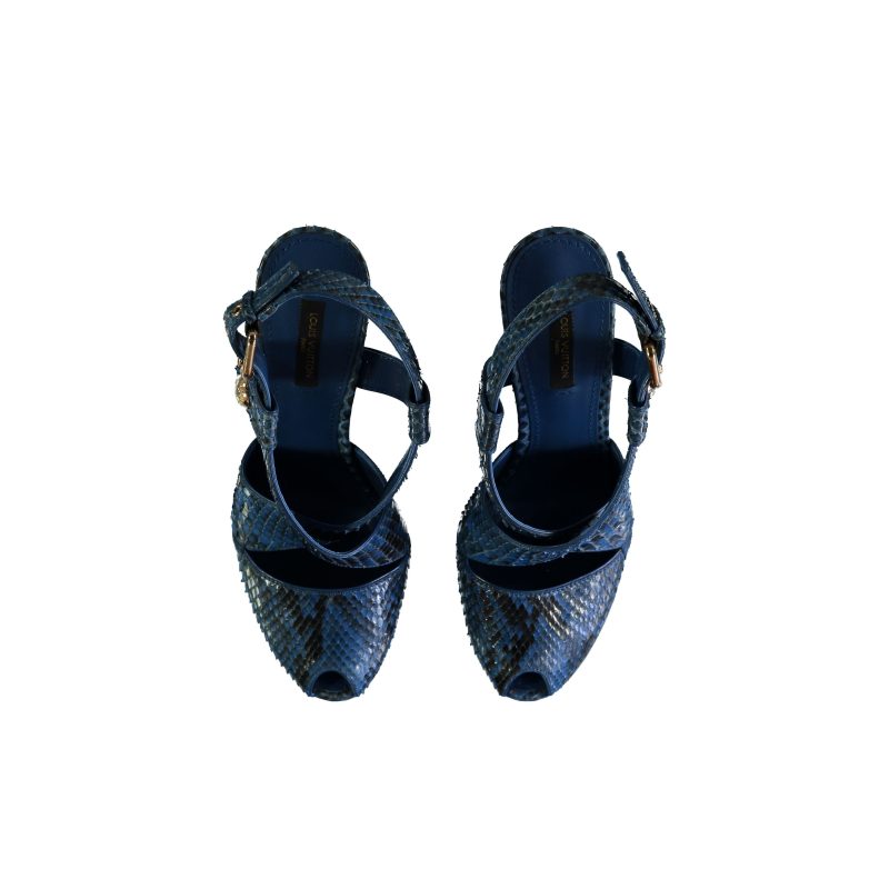 Louis Vuitton Snakeskin Peep-toe Platform Sandals - Barde - Image 2