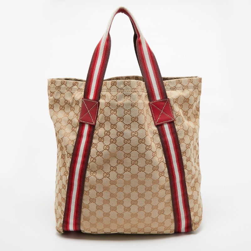 Gucci Beige/red Gg Canvas Web Shopper Tote - Barde - Image 3