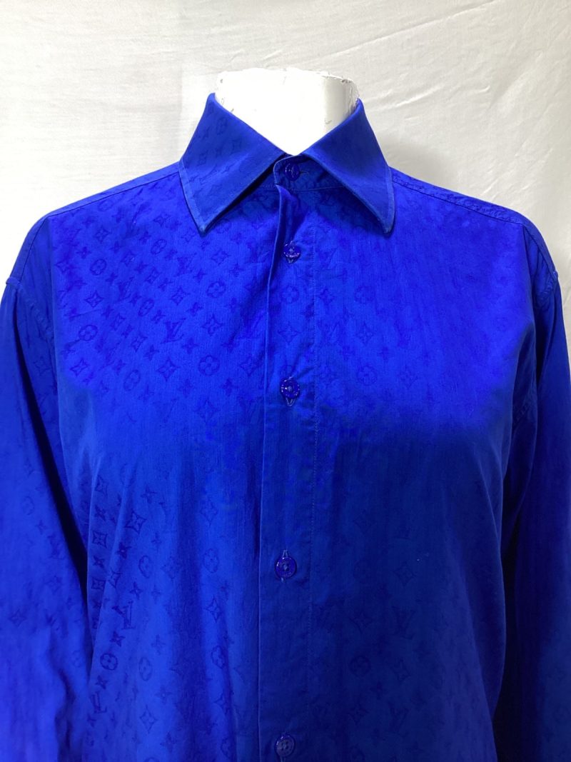 Louis Vuitton Monogram Long Sleeve Shirt in Blue Cotton - Barde - Image 4