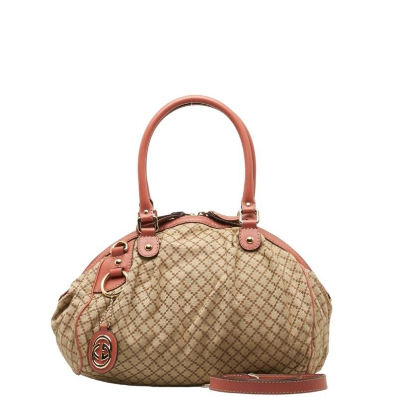 Gucci  pink Canvas Leather Handbag Shoulder Bag (Pre-Owned) - Barde