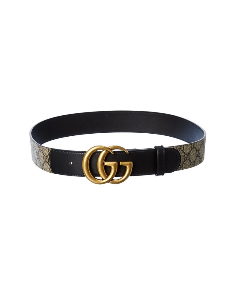 Gucci Double G Buckle GG Supreme Canvas & Leather Belt, 75 - Barde