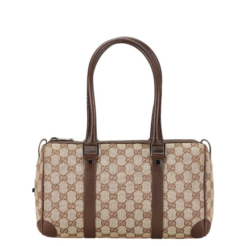 Gucci Gg Canvas  Canvas Leather Boston Bag Handbag (Pre-Owned) - Barde
