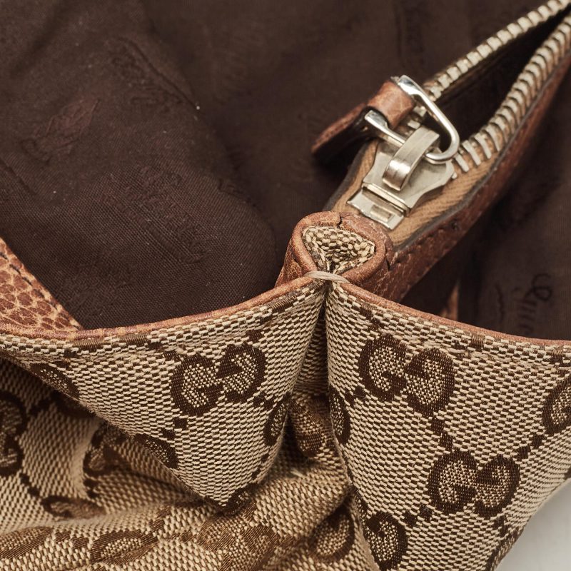Gucci Beige/brown Gg Canvas And Leather Medium Bamboo Bar Tote - Barde - Image 6