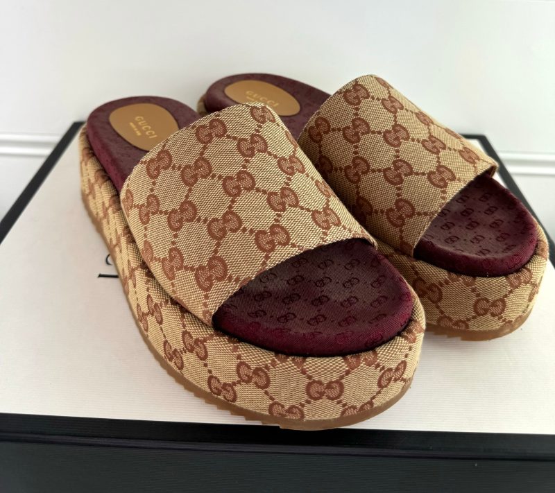 Gucci Platform Slide Sandals in Canvas - Barde - Image 3