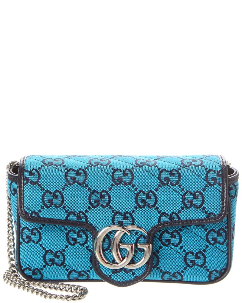 Gucci GG Marmont Super Mini GG Canvas & Leather Shoulder Bag, Blue - Barde