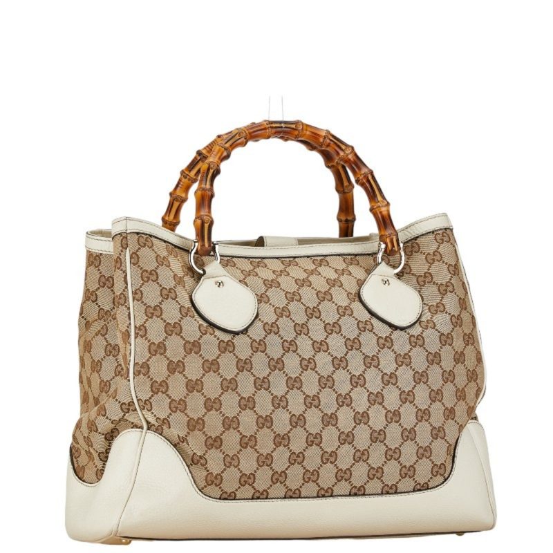 Gucci Bamboo   Canvas Leather Handbag (Pre-Owned) - Barde - Image 2
