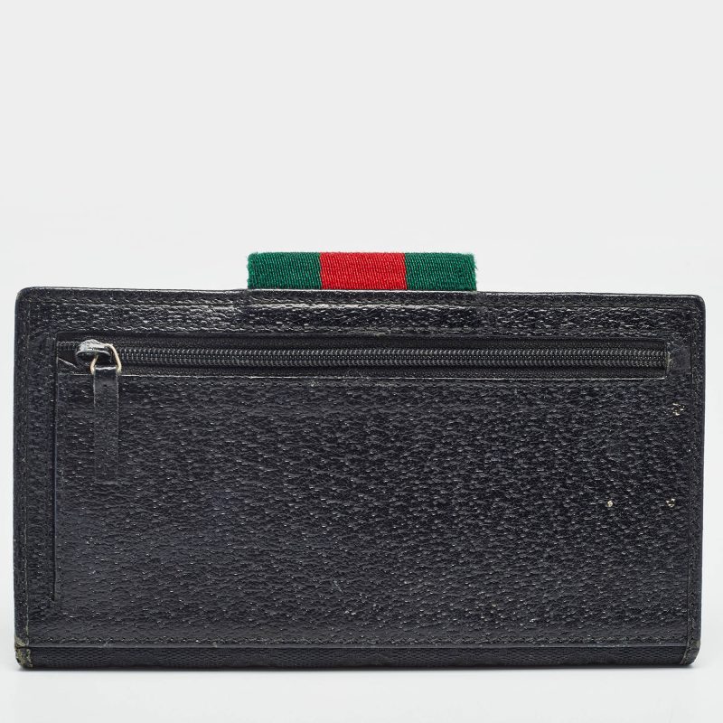 Gucci Black Gg Canvas And Leather Web Flap Wallet - Barde - Image 3