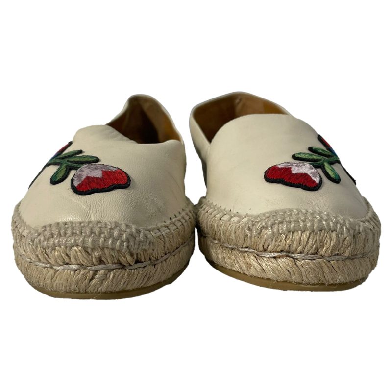 Gucci Floral Embroidered Espadrilles in White Leather - Barde - Image 2
