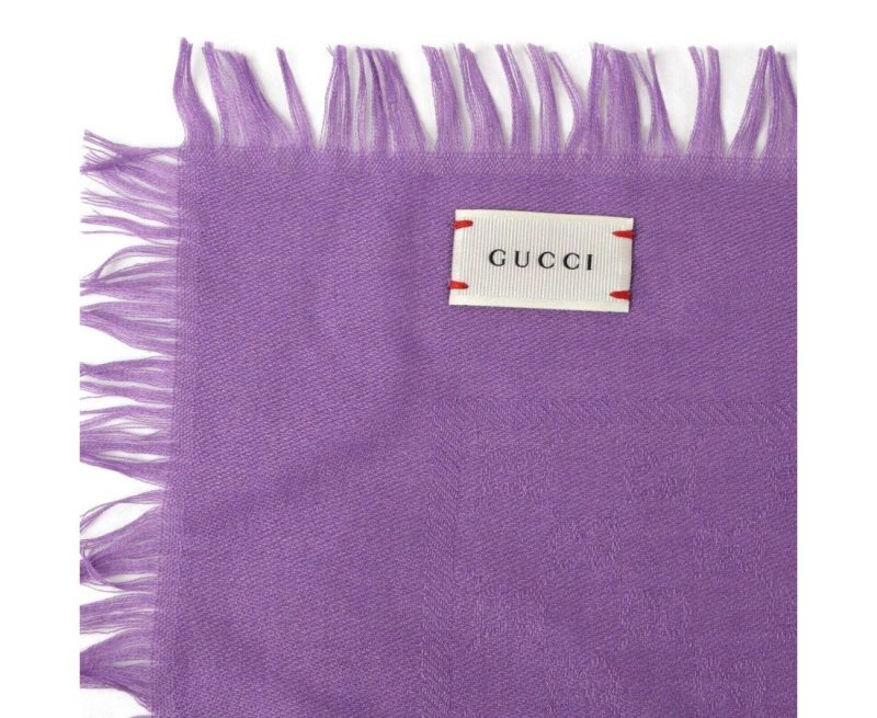 Gucci Unisex / Lilac Guccissima Wool / Silk Square Shawl - Barde - Image 2
