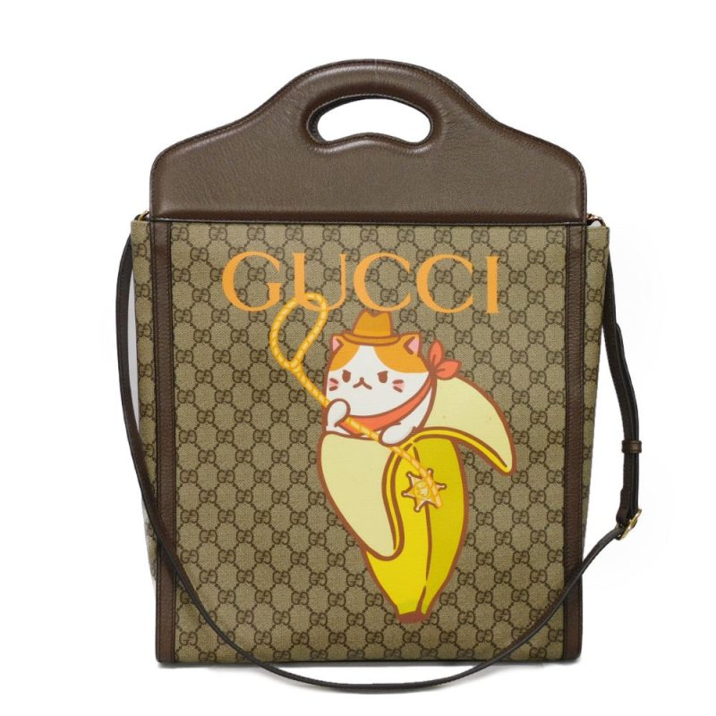 Gucci GG Supreme Canvas Leather Tote Bag - Barde