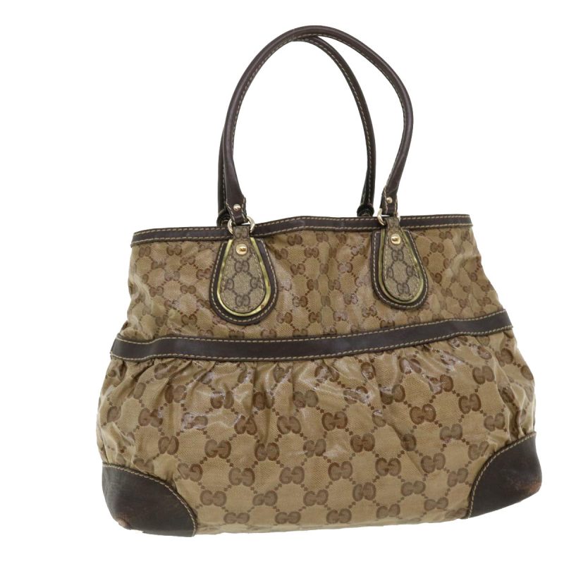 Gucci GG Canvas Tote Bag Coated Canvas Beige Dark Brown - Barde