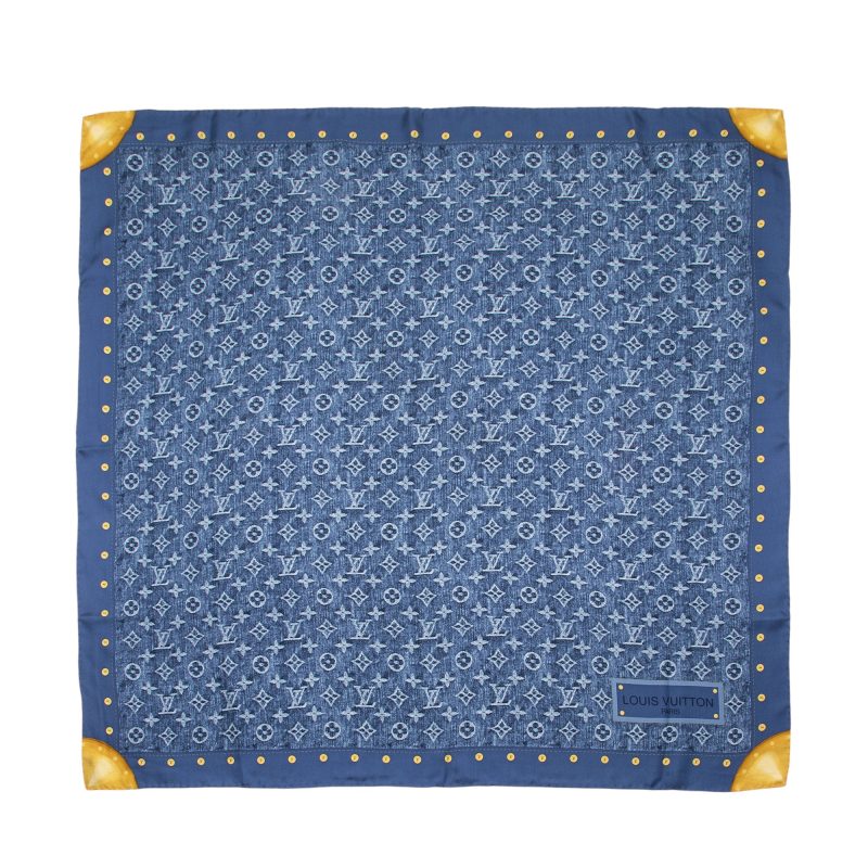 Louis Vuitton Silk Monogram Denim Bandana 90cm Scarf - Barde