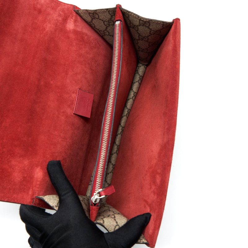 Gucci Dionysus Shoulder Bag Red/GG Supreme Canvas SHW - Barde - Image 6