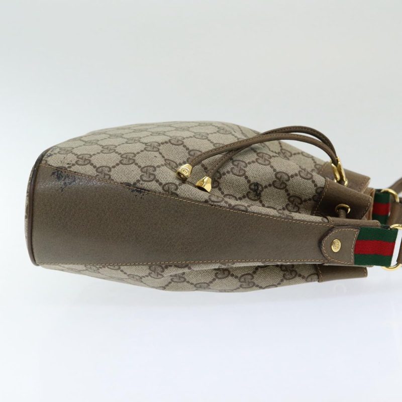 Gucci Gg Canvas Web Sherry Line Shoulder Bag Pvc Leather Beige Green - Barde - Image 4