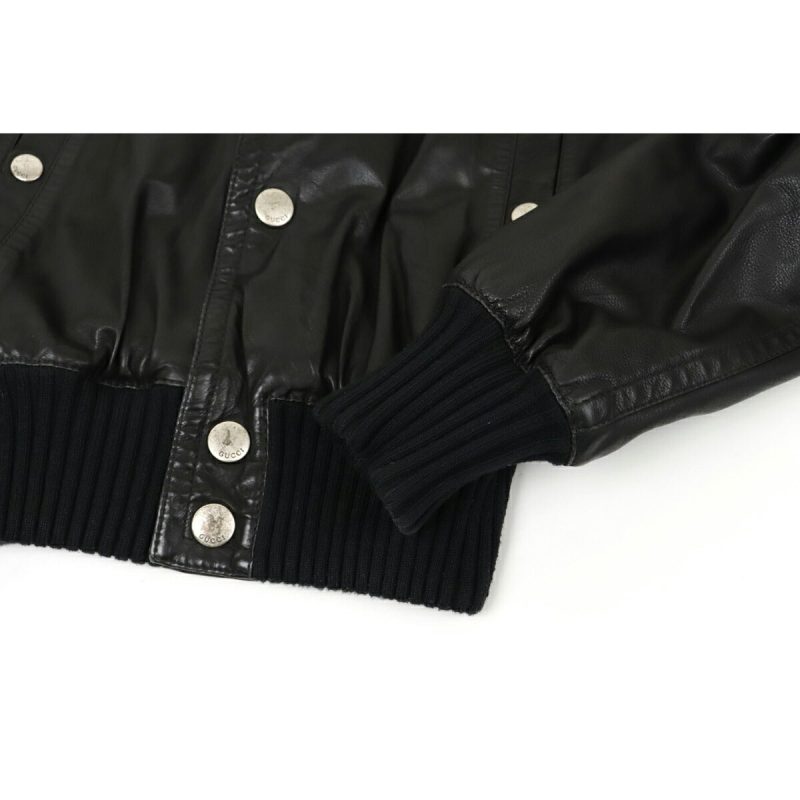 Gucci Leather Bomber Jacket Black #44 - Barde - Image 5