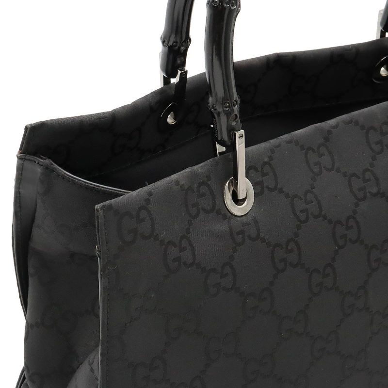 Gucci Nylon Bamboo Handbag Black - Barde - Image 7