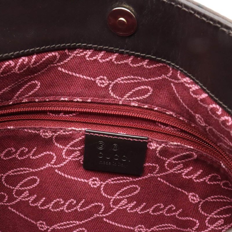 Gucci Nylon Leather Shoulder Bag Dark Brown - Barde - Image 6
