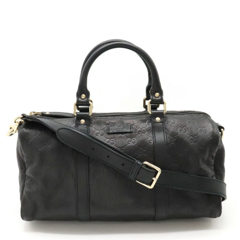 Gucci Leather 2WAY Handbag Mini Boston Black - Barde