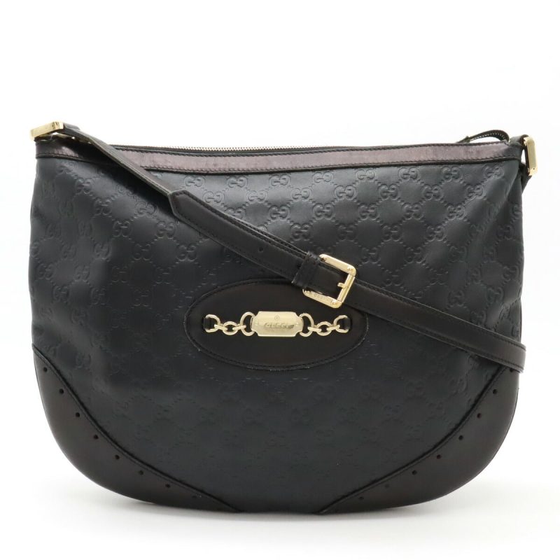 Gucci Leather Shoulder Bag Black 145991 - Barde