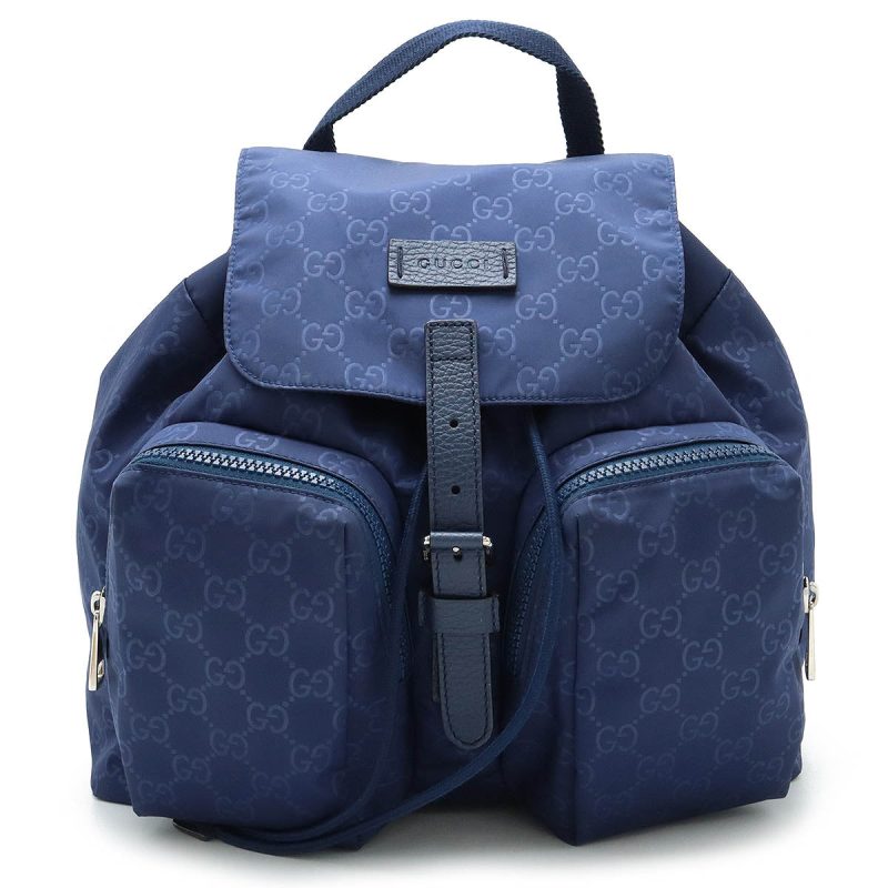 Gucci Nylon Leather Backpack Navy - Barde