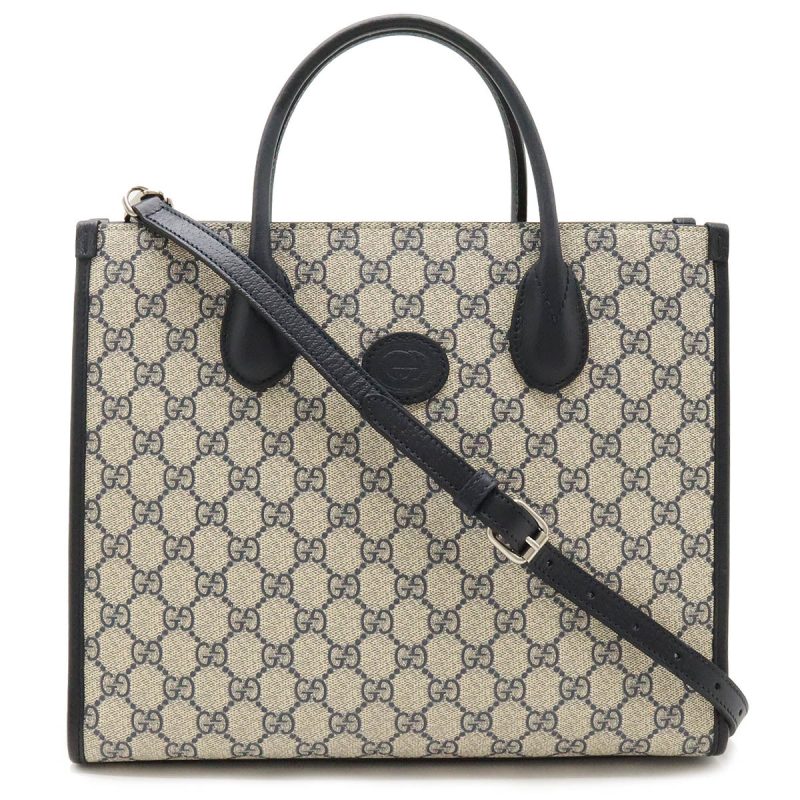 Gucci GG Small Tote Bag 2WAY Ivory Navy - Barde