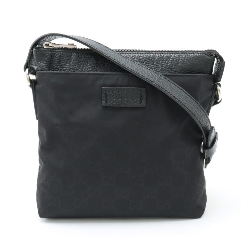 Gucci Nylon Leather Shoulder Bag Black - Barde