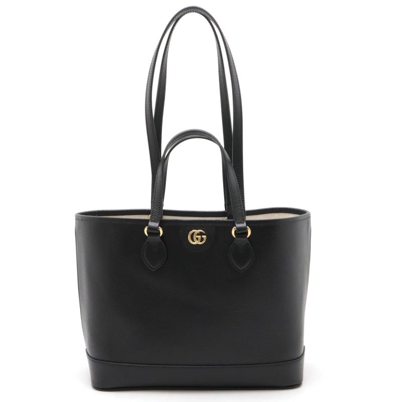 Gucci Double G Small Leather Tote Bag Black - Barde