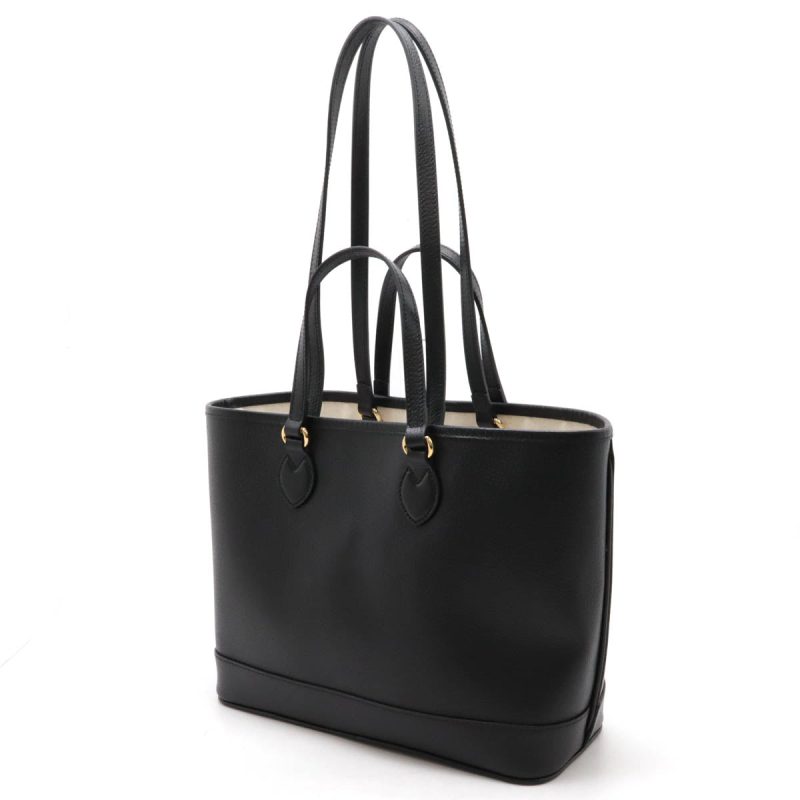 Gucci Double G Small Leather Tote Bag Black - Barde - Image 2