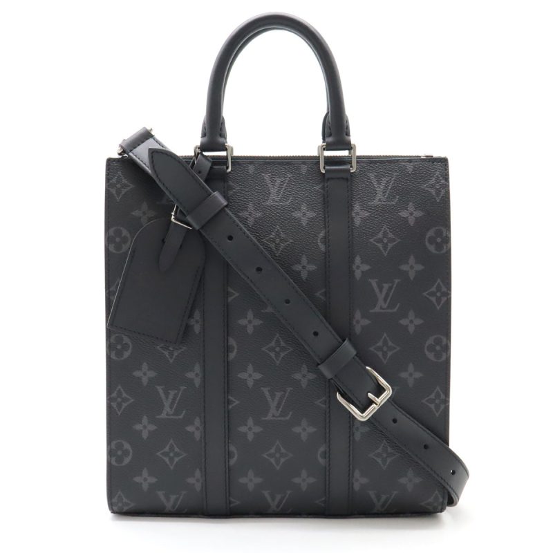 Louis Vuitton Monogram Eclipse Canvas/Leather Sac Plat Cross Handbag Tote M46456 - Barde