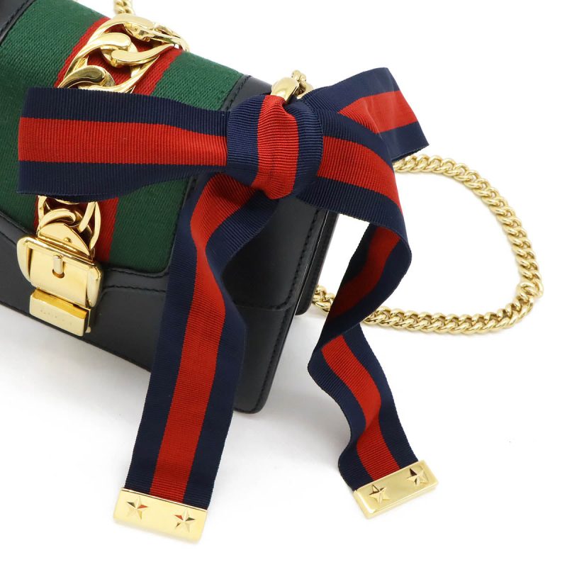 Gucci Sylvie Leather Mini Chain Bag Black - Barde - Image 8