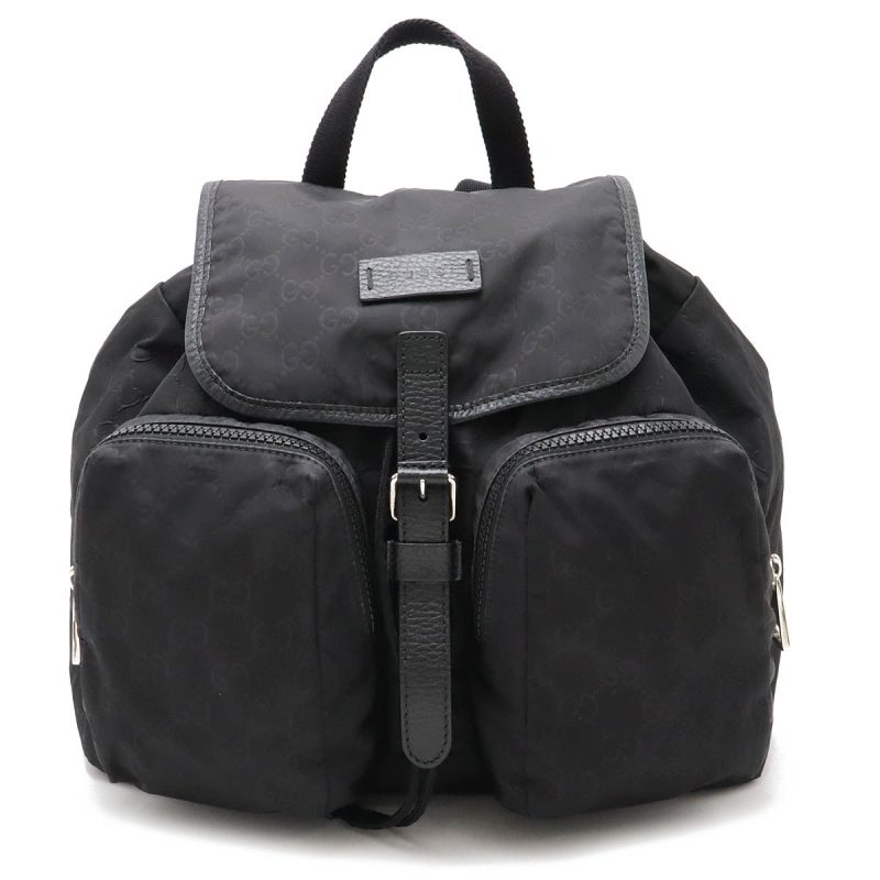 Gucci Nylon Leather Backpack Black - Barde