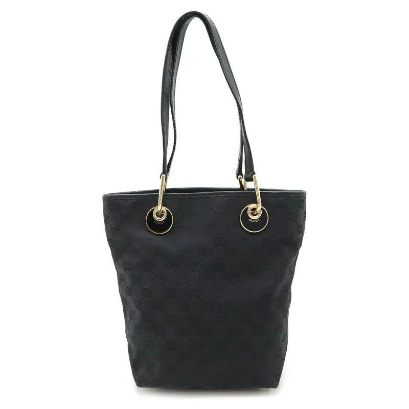 Gucci GG Canvas Leather Tote Bag Black - Barde