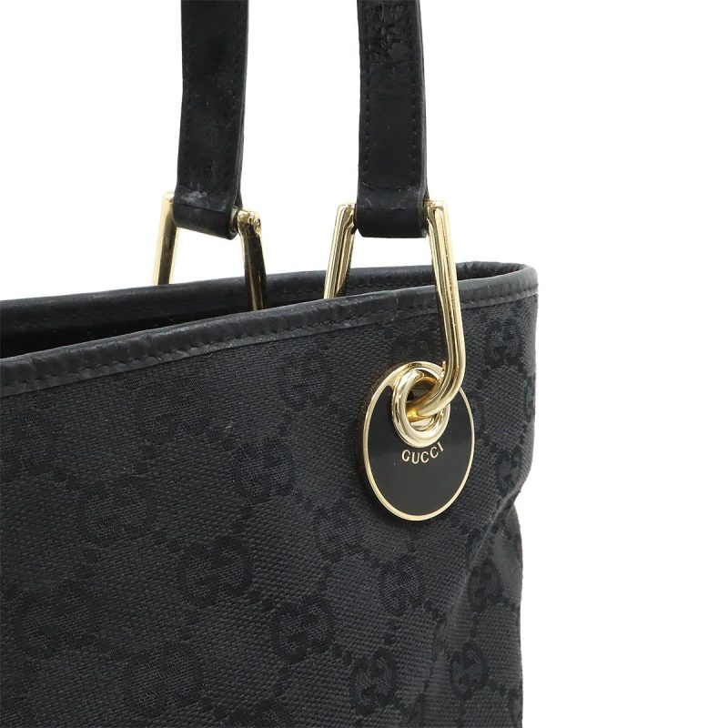 Gucci GG Canvas Leather Tote Bag Black - Barde - Image 6