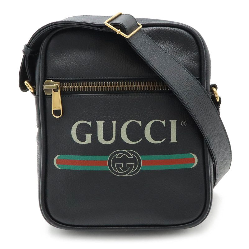 Gucci Leather Print Messenger Bag Black - Barde