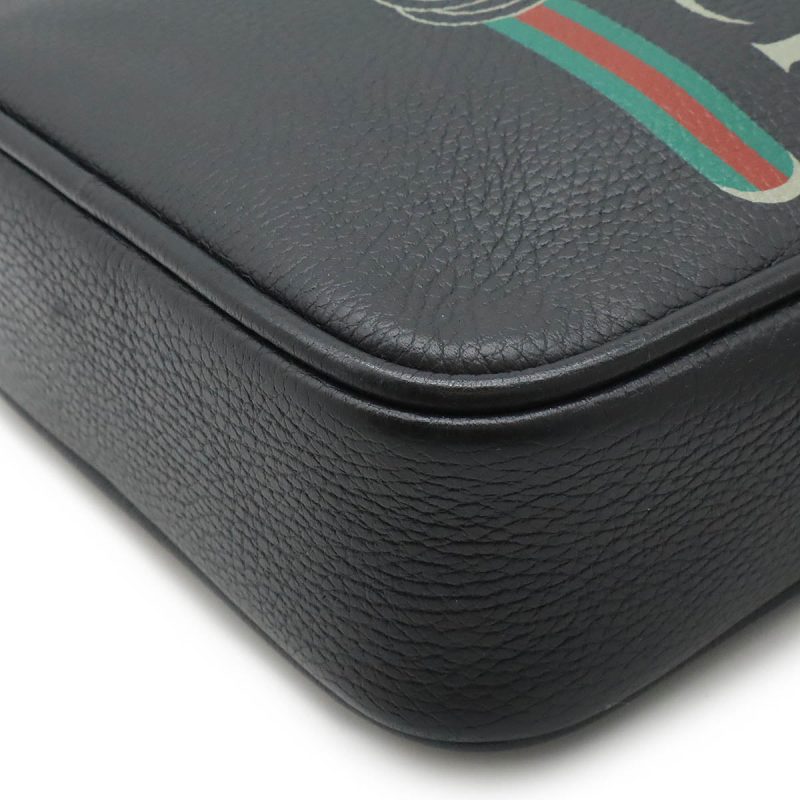 Gucci Leather Print Messenger Bag Black - Barde - Image 3