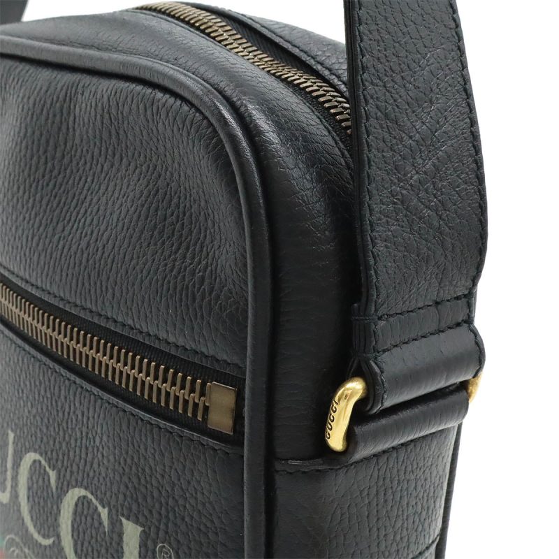 Gucci Leather Print Messenger Bag Black - Barde - Image 4