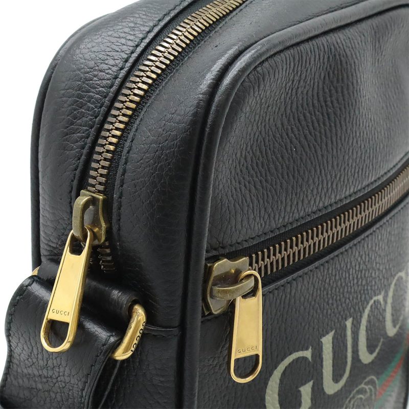 Gucci Leather Print Messenger Bag Black - Barde - Image 5