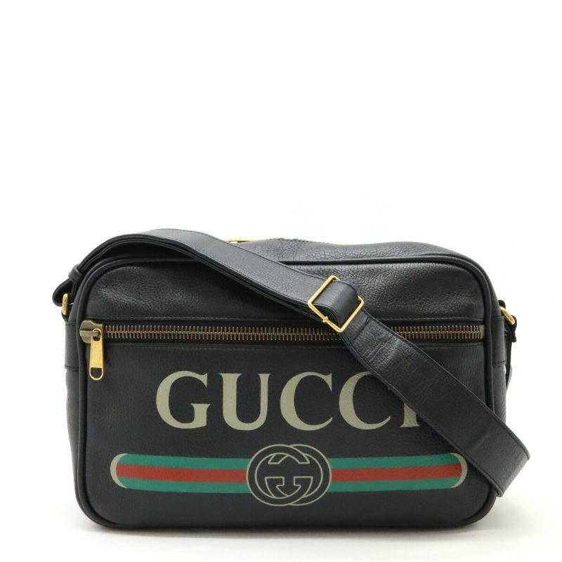 Gucci Leather Logo Print Messenger Bag 523589 - Barde
