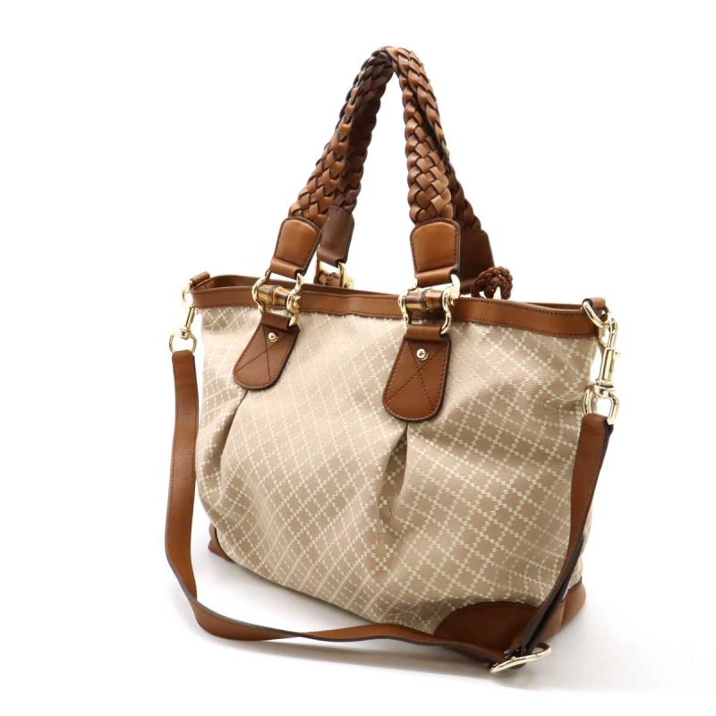 Gucci Diamante Bamboo Tote Bag Canvas Leather - Barde - Image 2