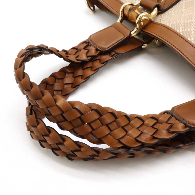 Gucci Diamante Bamboo Tote Bag Canvas Leather - Barde - Image 4