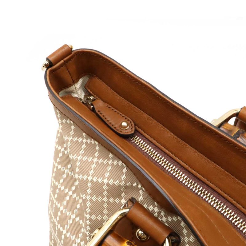 Gucci Diamante Bamboo Tote Bag Canvas Leather - Barde - Image 5