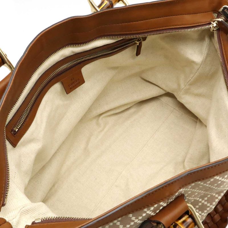 Gucci Diamante Bamboo Tote Bag Canvas Leather - Barde - Image 6