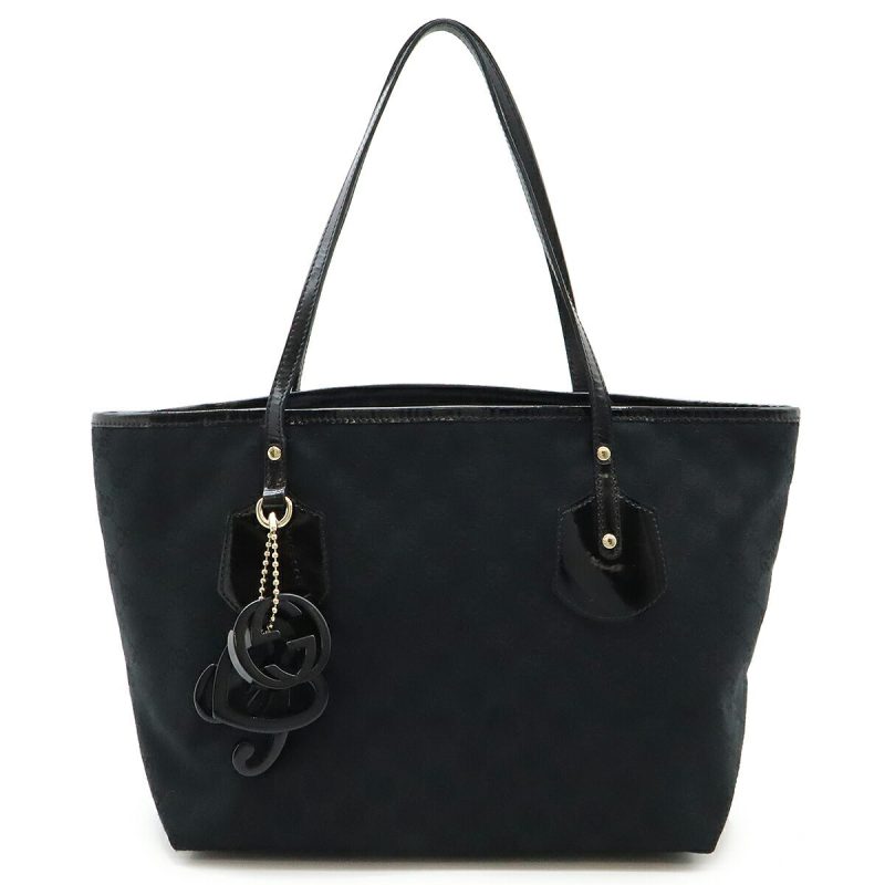 Gucci Canvas Patent Leather Logo Charm Tote Bag - Barde